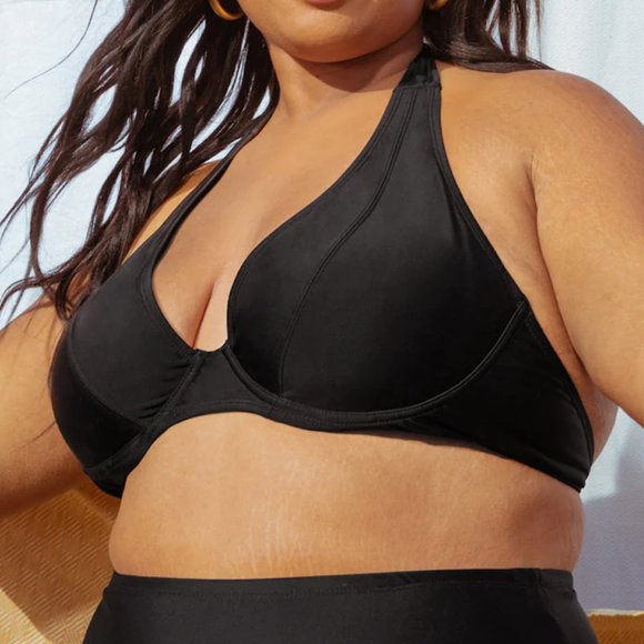 Full Coverage Halter Bikini Top (Black XL) - Picture 2 of 8